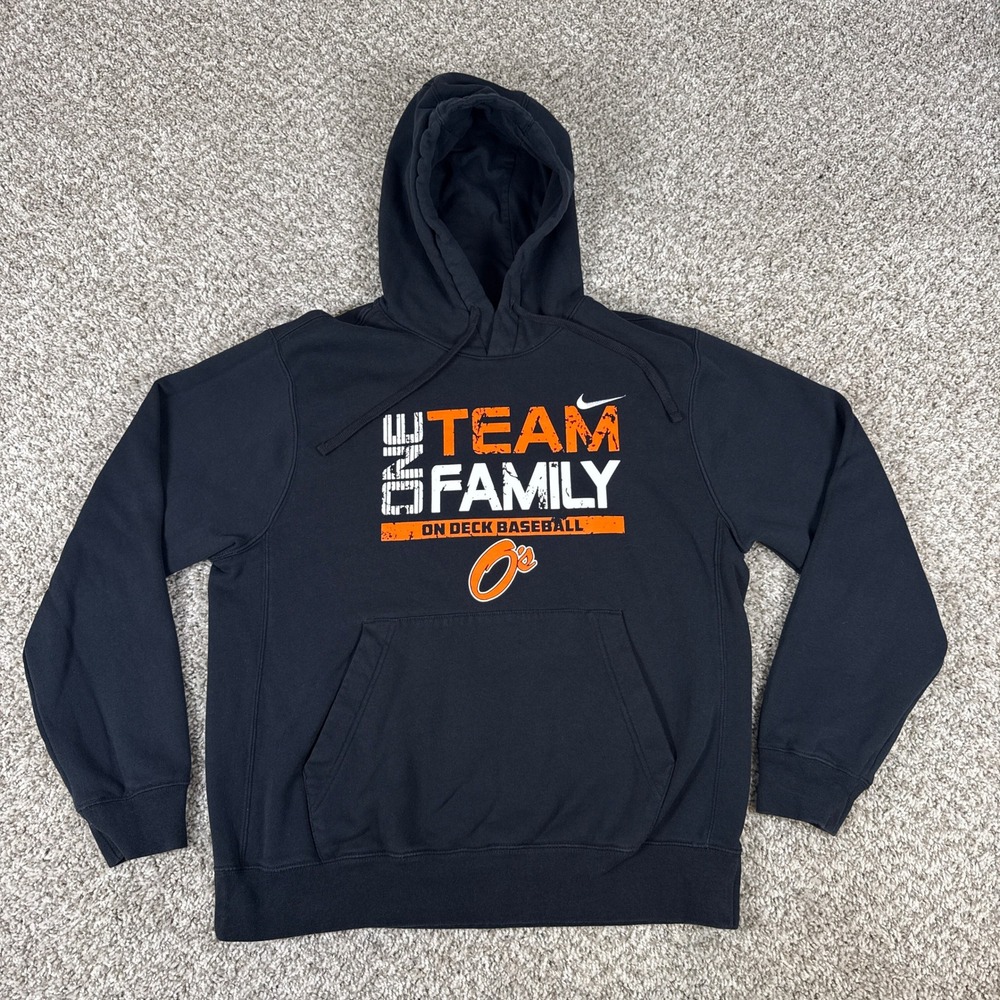 Baltimore Orioles Hoodie Mens Medium Black Nikeâ Pullover Sweatshirt Baseball